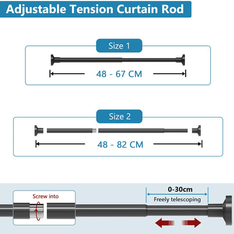WELDUN Extendable Shower Curtain Tension Rod 48-82CM No Drill Rod