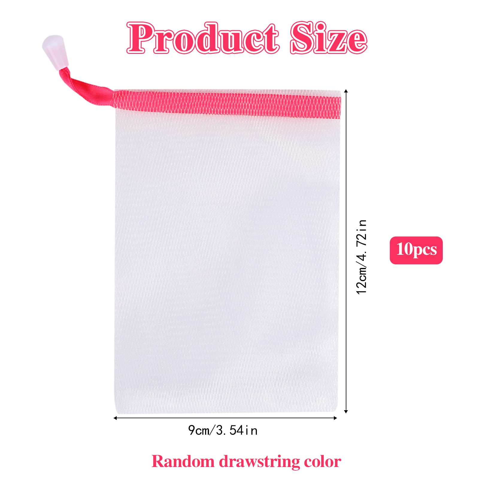 10 PCS Mesh Soap Saver Pouch Double-Layer Soap Saver Bag with Drawstring Mesh Soap Bag Bath Facial Cleanser Foaming Net Exfoliating Mesh Soap Bag for