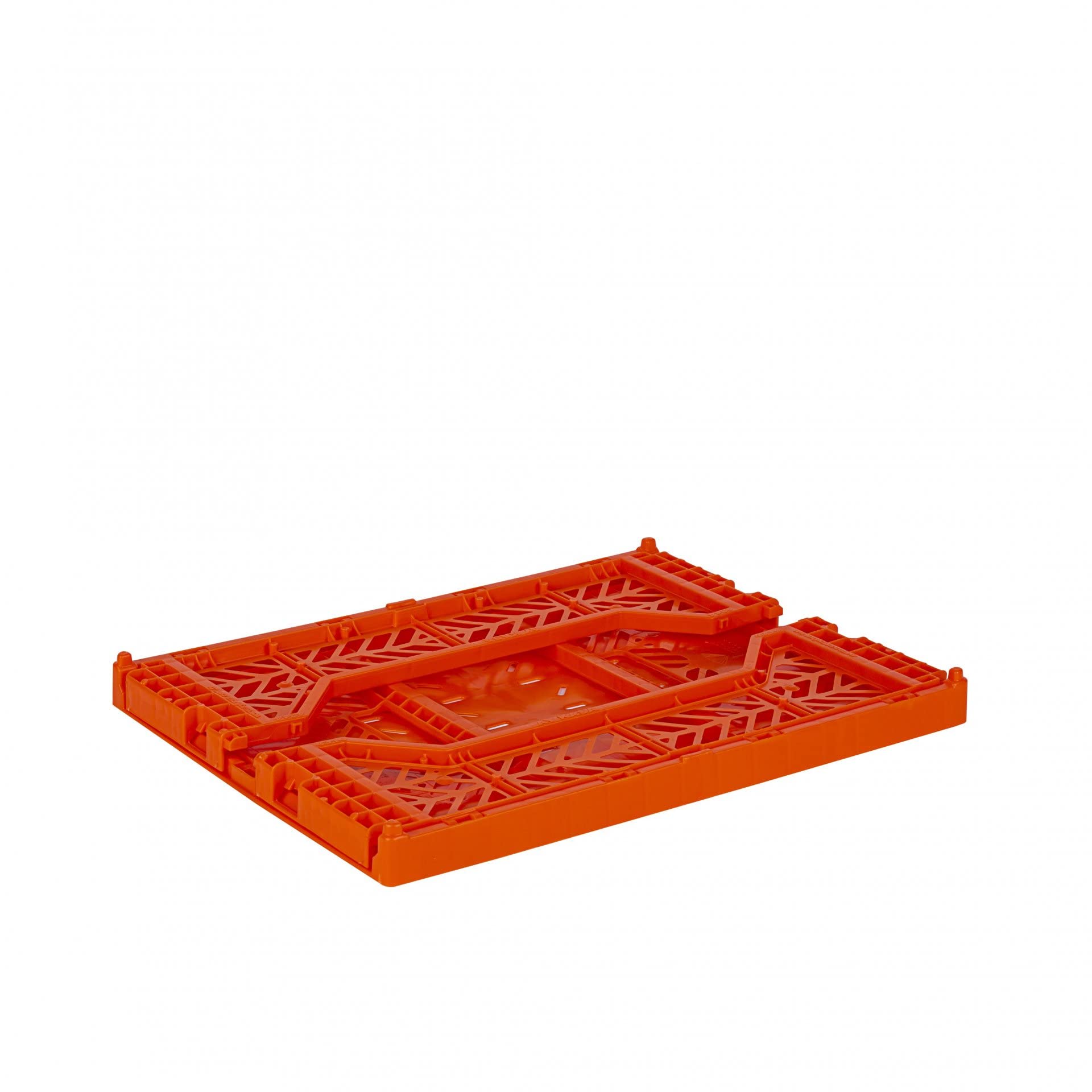 AYKASA Folding Crate, Sturdy Folding Box, Plastic, Stackable, Orange, Midi (40 x 30 x 14 cm)