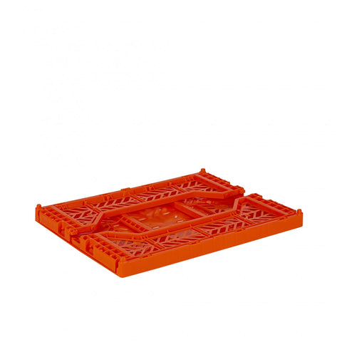AYKASA Folding Crate, Sturdy Folding Box, Plastic, Stackable, Orange, Midi (40 x 30 x 14 cm)