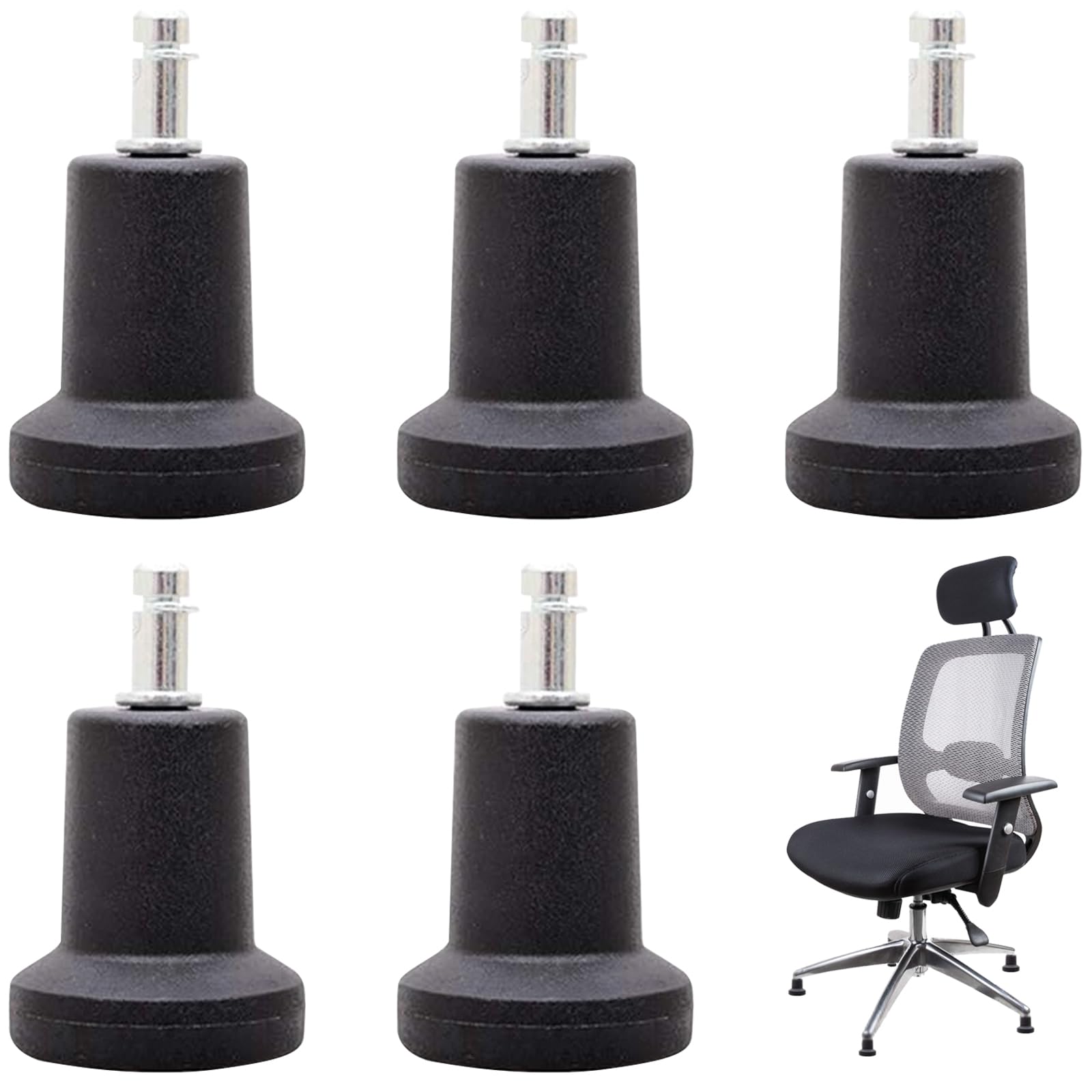Xrten 5 Pcs Office Chair Gliders, Bell Glides Replacement Office Chair Wheels Stopper Swivel Caster, Plastic Feet Replacements for Castor