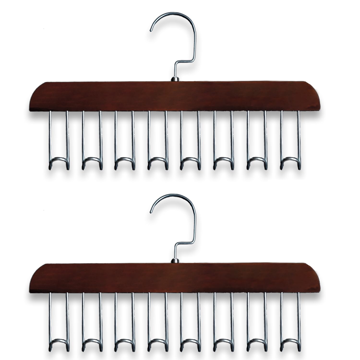 Wooden Belt Hanger 2 Pack, Non Slip Bra Hangers(Brown)