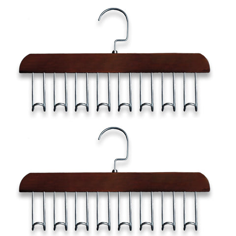 Wooden Belt Hanger 2 Pack, Non Slip Bra Hangers(Brown)