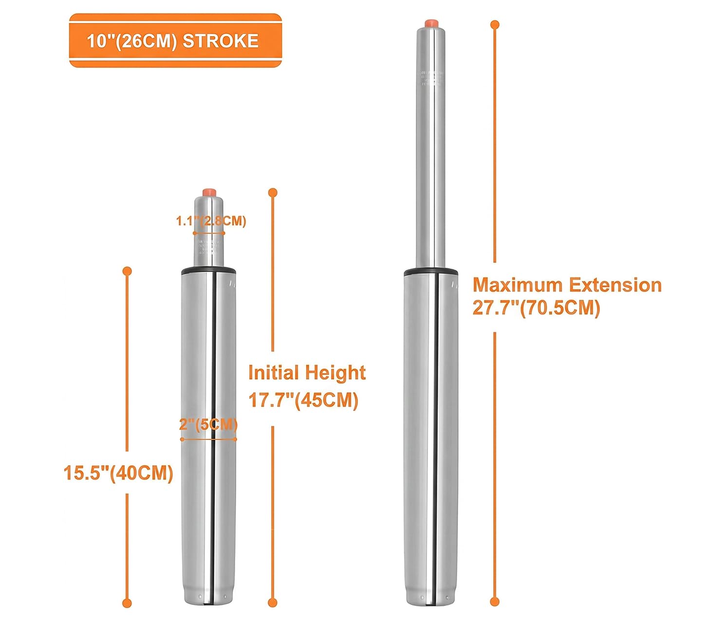 McDooFly Drafting Stool Bar Stool Gas Lift Cylinder Replacement Part,Tall Heavy Duty Hydraulic Pneumatic Piston for Drafting Chair