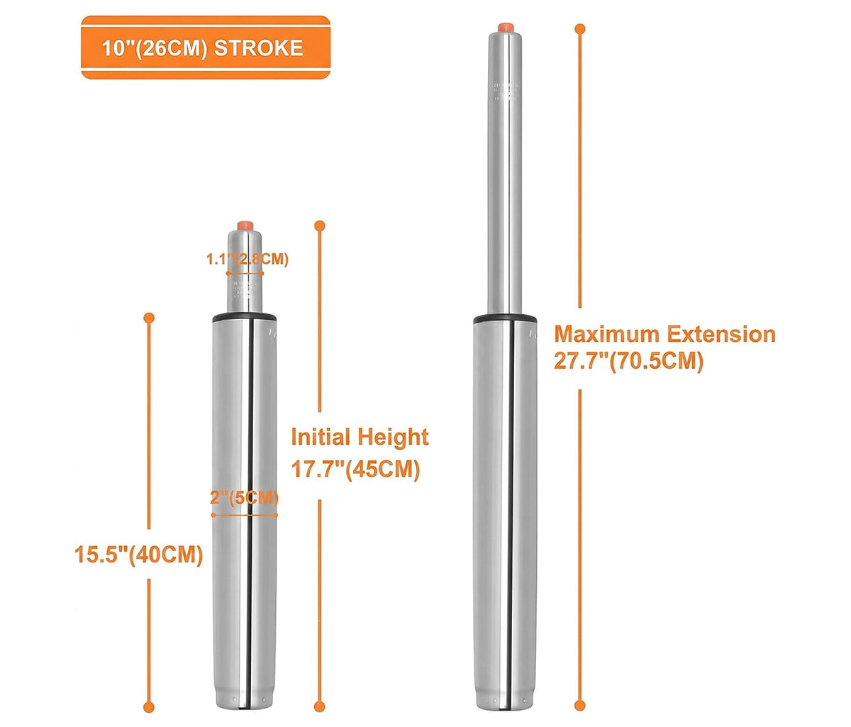 McDooFly Drafting Stool Bar Stool Gas Lift Cylinder Replacement Part,Tall Heavy Duty Hydraulic Pneumatic Piston for Drafting Chair