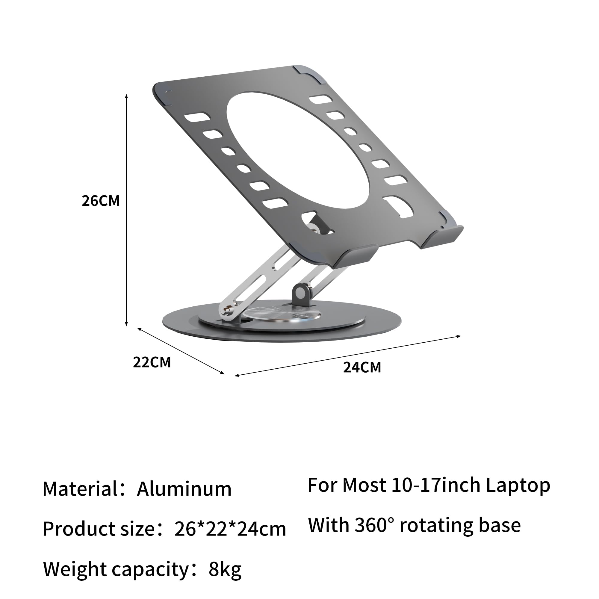 Uwenkjie Portable laptop stand, 360 degree rotation, ergonomically designed foldable computer stand, adjustable height