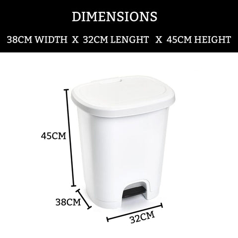 plastific 27L Slim Pedal Bin, Soft Close Step Trash Can for Kitchen & Home