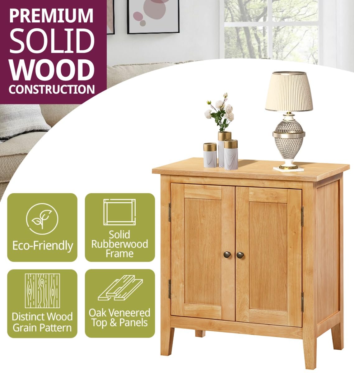 Hallowood Furniture Aston 2-Door Small Oak Cupboard with Internal Shelf