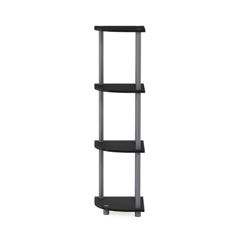 Furinno TURN-N-TUBE Corner Shelf, 4-Tier Corner Bookshelf, Display Storage Shelves with Open Shelves, for Organization and Storage, Living Room