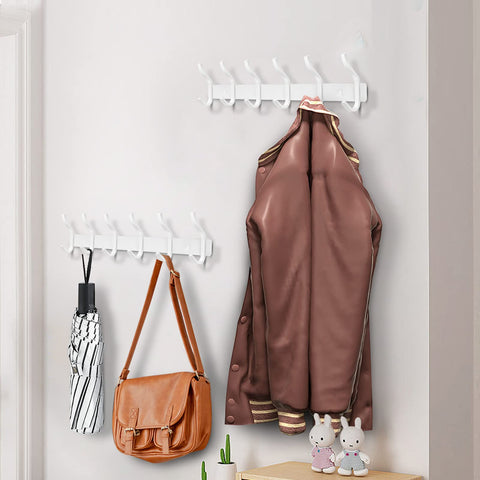 MEIJO Coat Hooks Wall Mounted, Coat Rack Wall Mounted Stainless Steel with 8 Hooks Heavy Duty Coat Hooks for Door, Bedroom, Bathroom, Kitchen