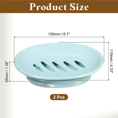 sourcing map Soap Container, 2Pcs 15.5x11cm Plastic Soap Dish with Drain, Removable Double Compartment Soap Holder for Bathroom, Shower, Kitchen