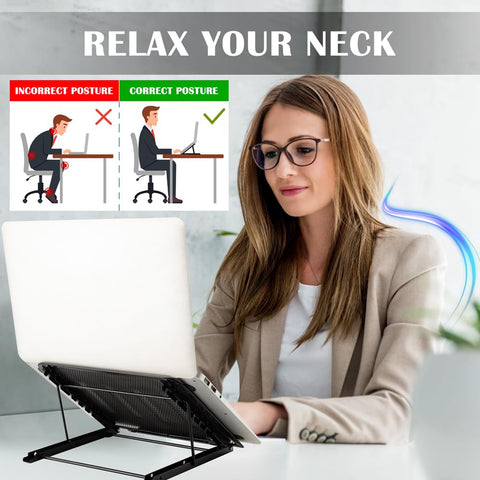 BauTangLe-Laptop-Stand-Adjustable-Holder-Portable-Foldable-Riser, 2025 Upgraded Sturdy Laptop Holder, Relax Your Neck and Arms