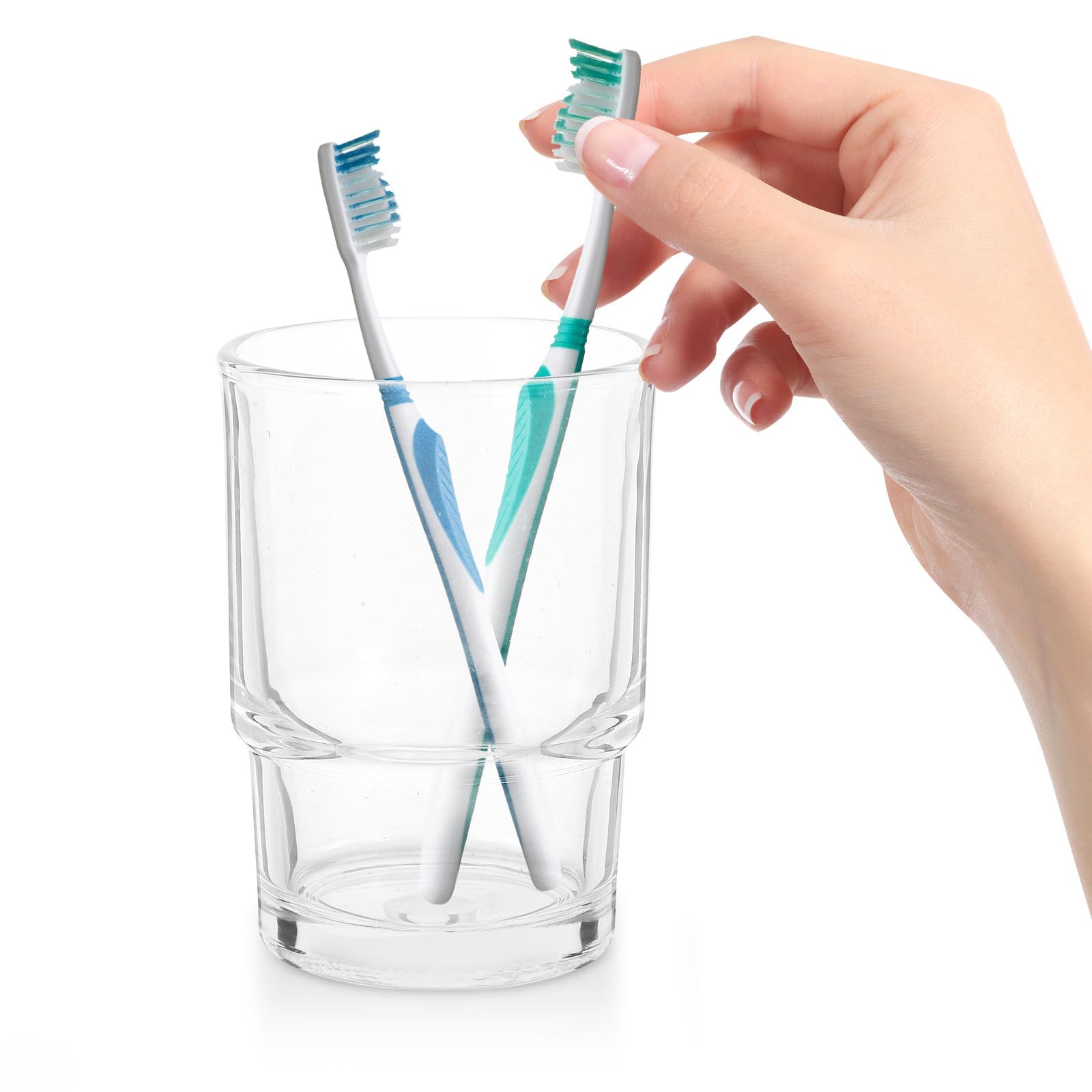 Operitacx 2pcs Rinsing Cup Glass Cup 3.5inch Glass Sleek Design Comfortable and Delicate Touch Holding Toothbrushes for Hotel Use on The Sink