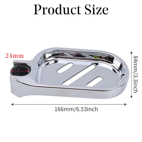 360° Swivel Clip-On Soap Dish, Non-Slip Tray for 24mm Shower Poles, Silver