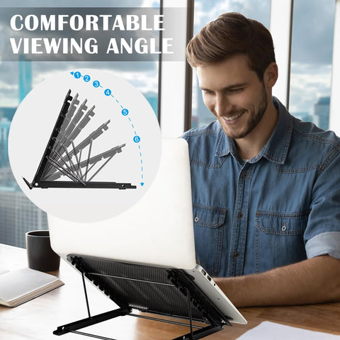 BauTangLe-Laptop-Stand-Adjustable-Holder-Portable-Foldable-Riser, 2025 Upgraded Sturdy Laptop Holder, Relax Your Neck and Arms