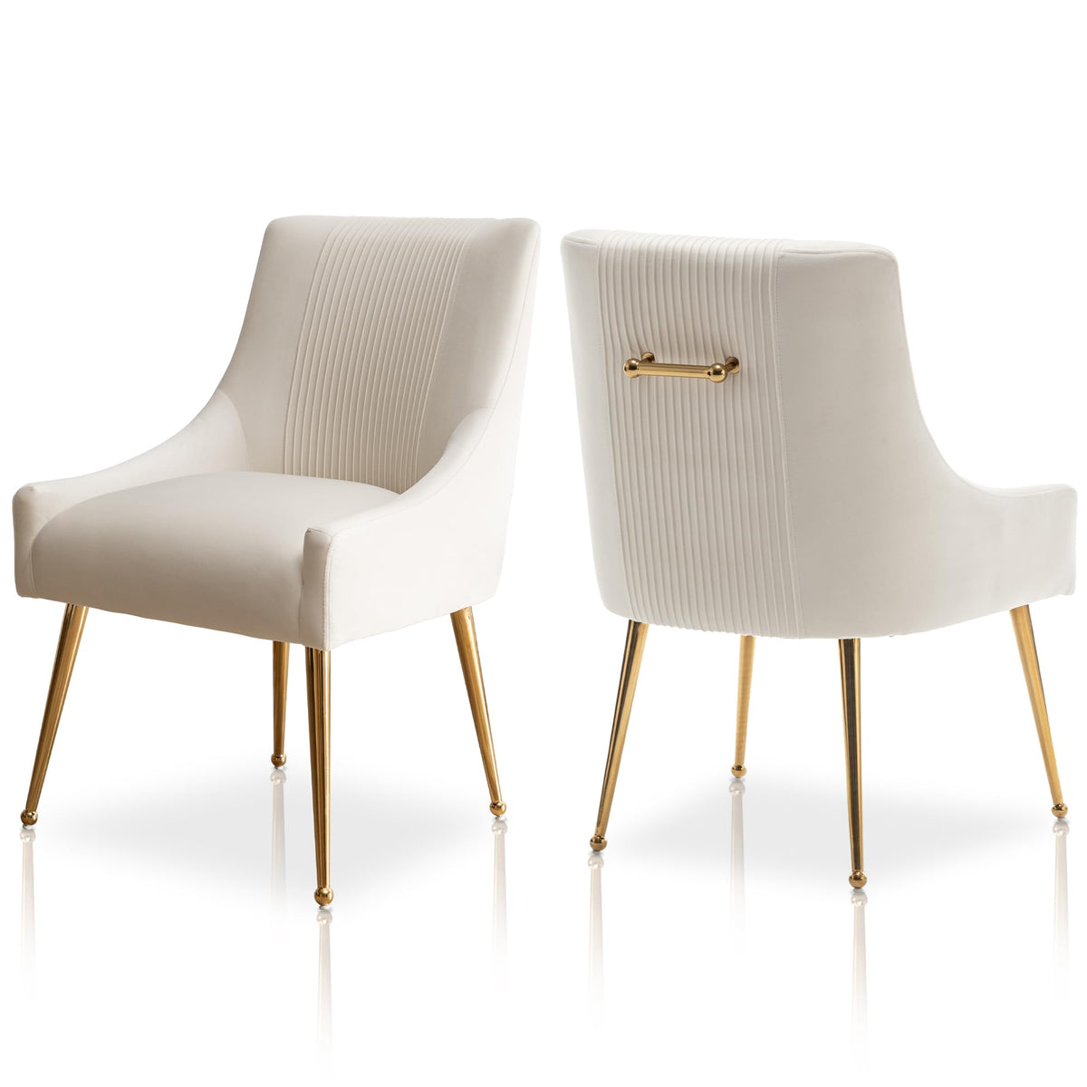SEYNAR Modern Dining Chairs, Velvet Upholstered Dining Room Chairs with Gold Legs,Tufted Accent Chair Set of 2 for Reception Room Living Room Study