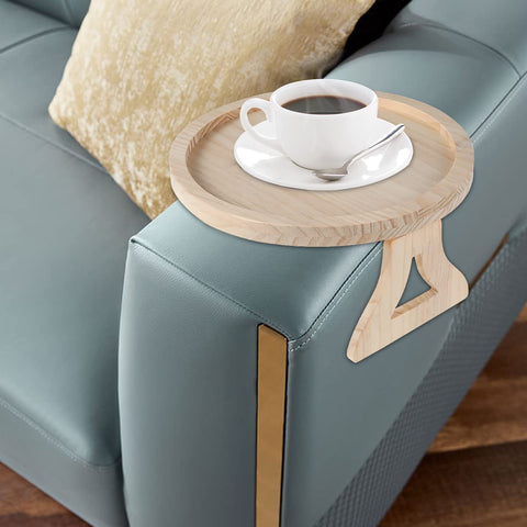 Sofa Arm Tray Table Foldable Sofa Armrest Clip Tray Table Round Couch Armrest Tray Natural Pine Wood Sofa Side Table Sofa Couch Arm Rest Organizer