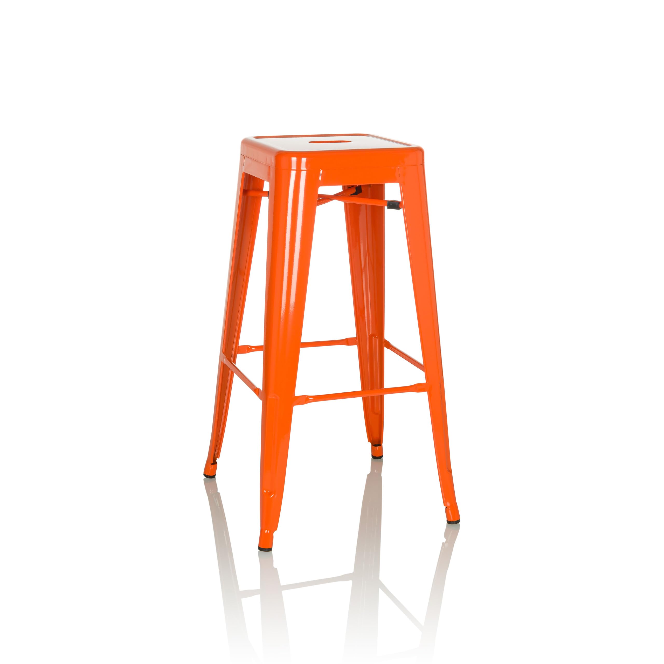 hjh OFFICE 645080 Bar stool VANTAGGIO HIGH metal Orange retro stool in industry design, stackable