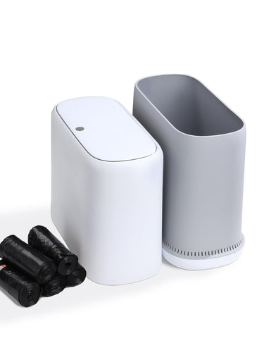 LEGUO Slim Touch Top Bathroom Bin with Lid, White, 18L
