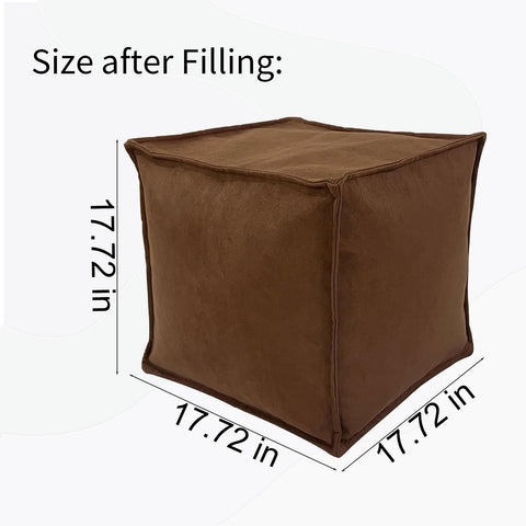 Louis Donné Unstuffed Square Microfiber Pouf Ottoman Cover Multi-Use Storage Foot Rest Stool Bean Bag Cushion for Living Room Bedroom Home Decor