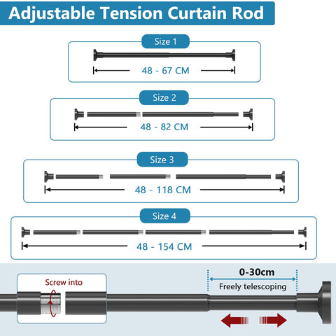WELDUN Extendable Shower Curtain Tension Rod 48-154CM No Drill Rod