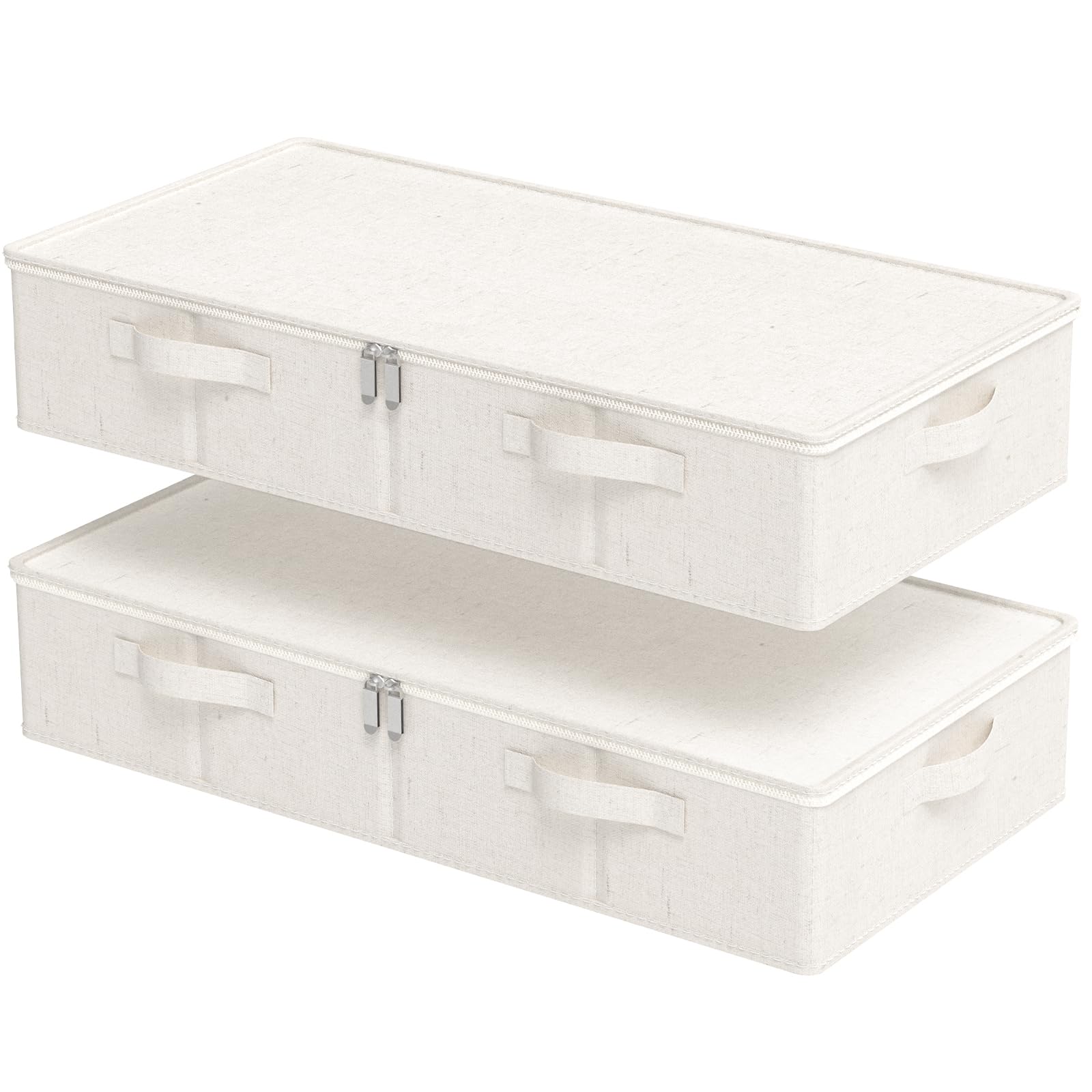 ENUMAIL Underbed Storage Basket with PP Panel,80x40x15cm,Beige,2 Pack