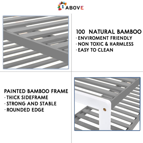 1ABOVE Bamboo Shoe Rack, Plant Rack, Perfect for Corridor, Living Room, Bathroom, Bedroom, Hallway or Small spaces-Parent. (Grey & White, 4 Tier)