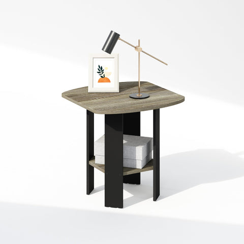 Furinno TIDUR Night Stand, Open Shelf Design Nightstand with Storage Shelf, Round Corner Bedside Table, End Table, Side Table, for Bedroom
