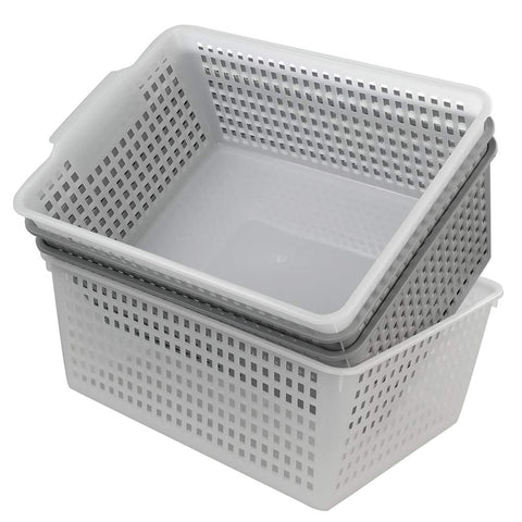 Dynko 4 Packs Large Storage Baskets, Plastic Weave Organizer Baskets