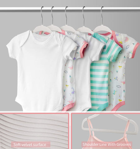 MangoKit Non-Slip Baby Velvet Hangers, Newborn Coat Hangers 15 Pack White