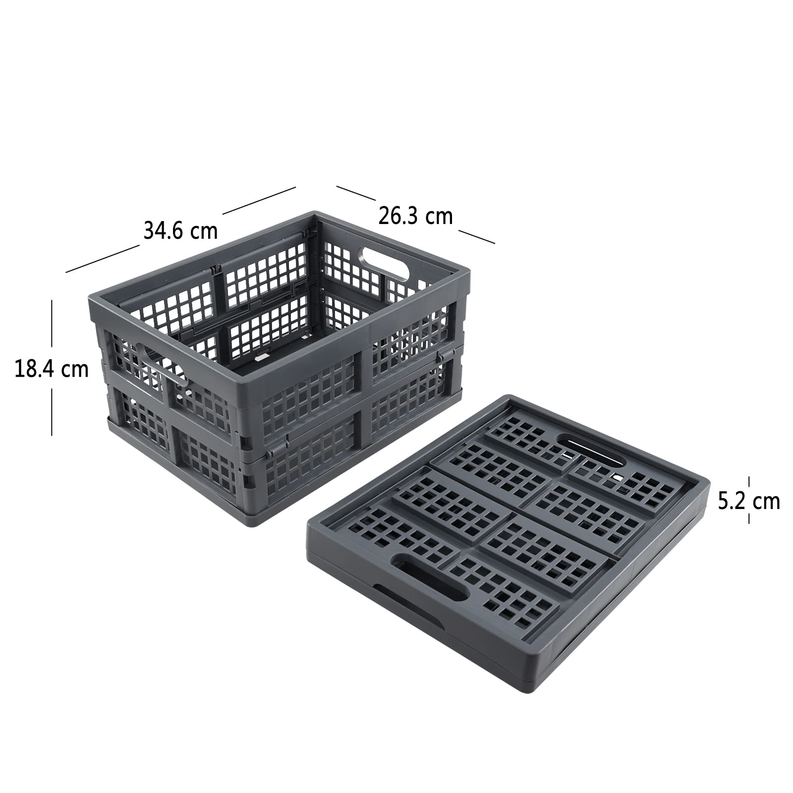 Dynko Foldable Plastic Storage Basket, 15 L Collapsible Crate Set of 3