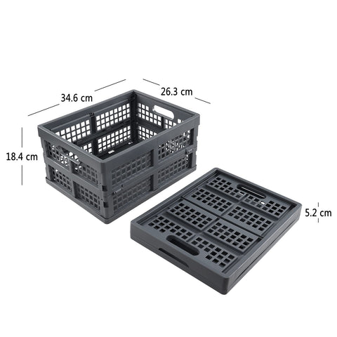 Dynko Foldable Plastic Storage Basket, 15 L Collapsible Crate Set of 3