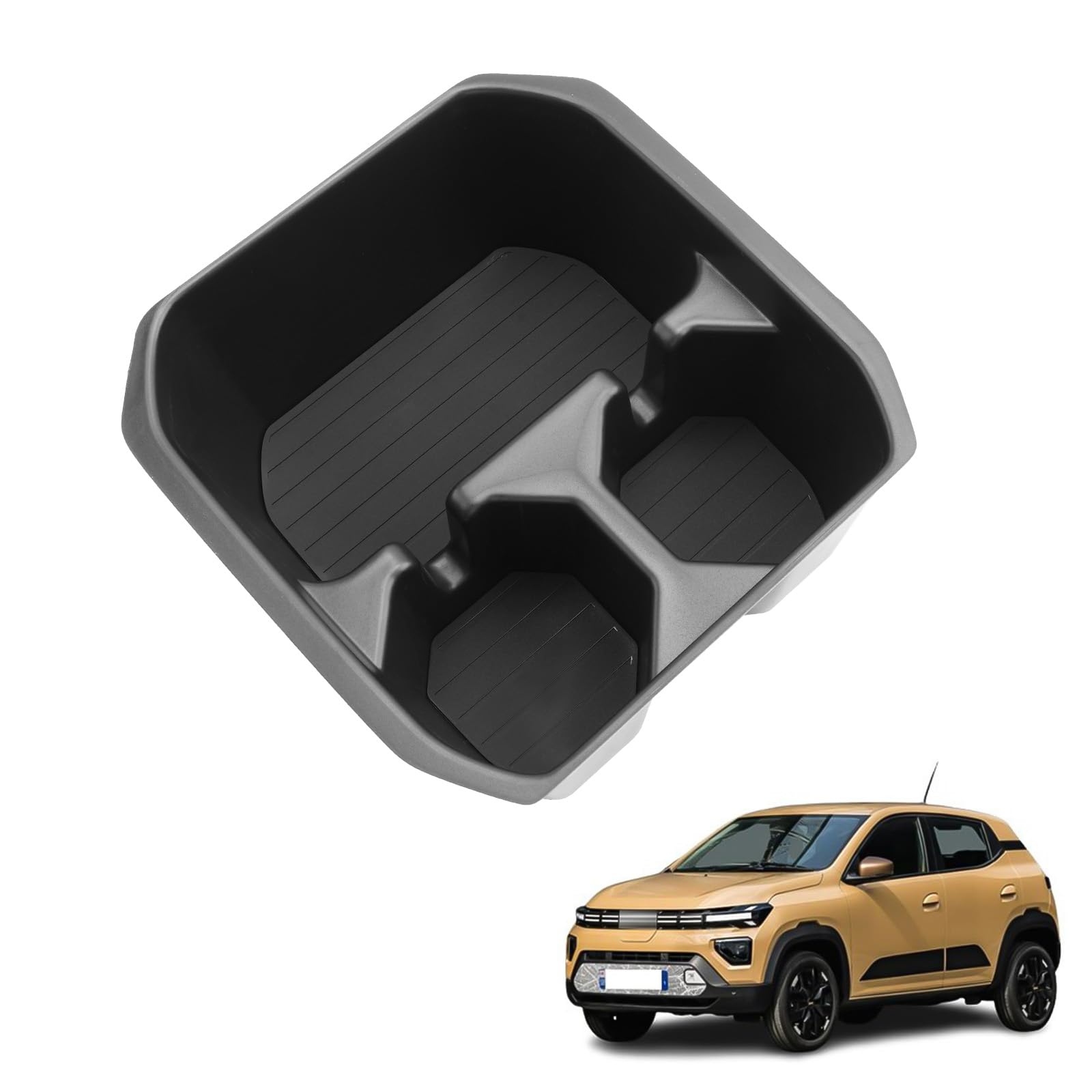 Coleya Central Armrest Storage Box Compatible with Dacia Spring Electric EV/Extreme 2025 2026, Central Console Storage Box, Car Cup Holder