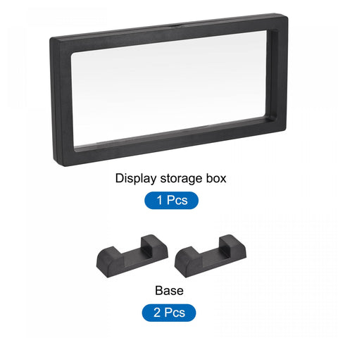 sourcing map Floating Thin Film Display Box with Base 23cm x 11cm x 2cm Black