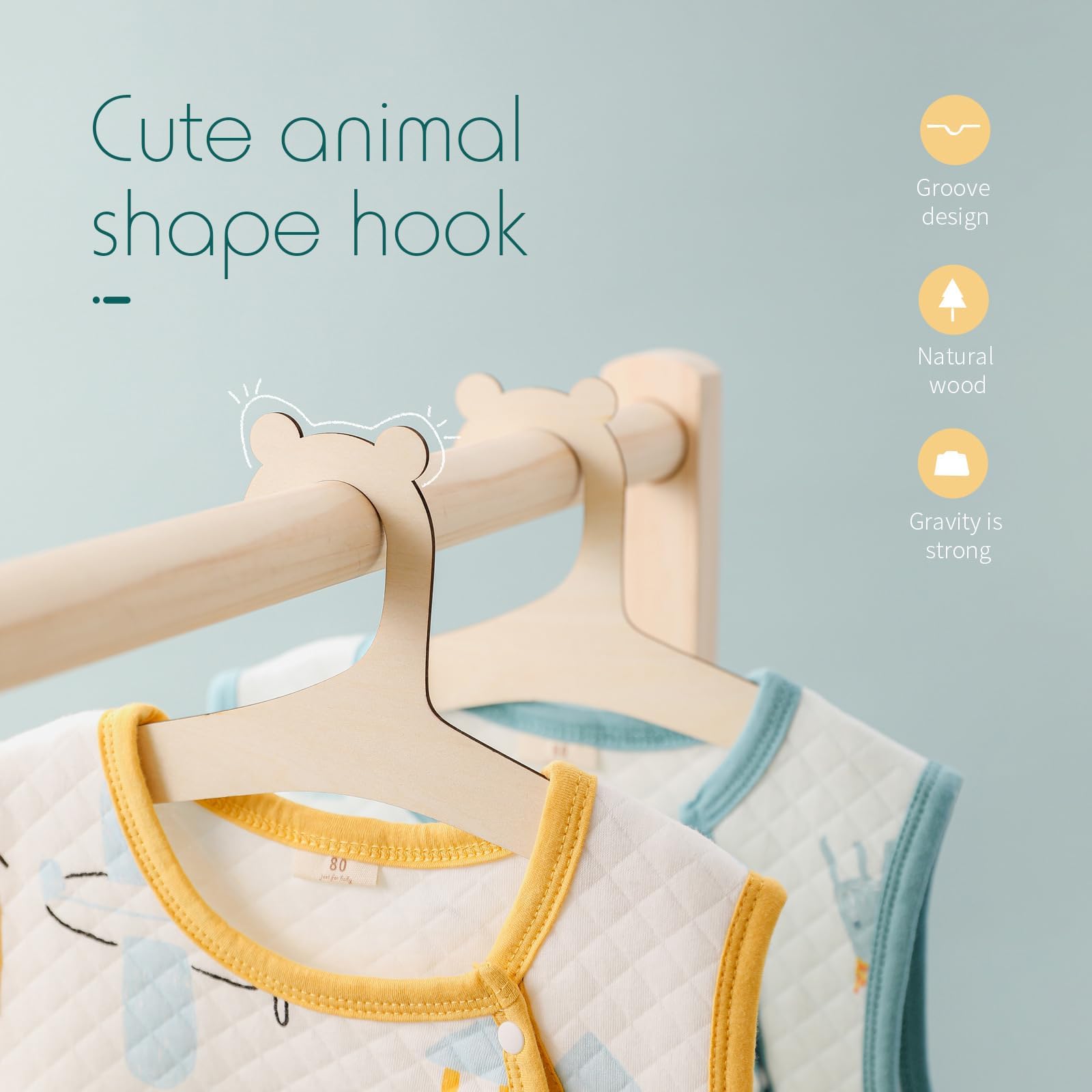 10 Pcs Baby Hangers, Baby Coat Hangers, Cute Shape Kids for Clothes, Vests, Blouses and Pants