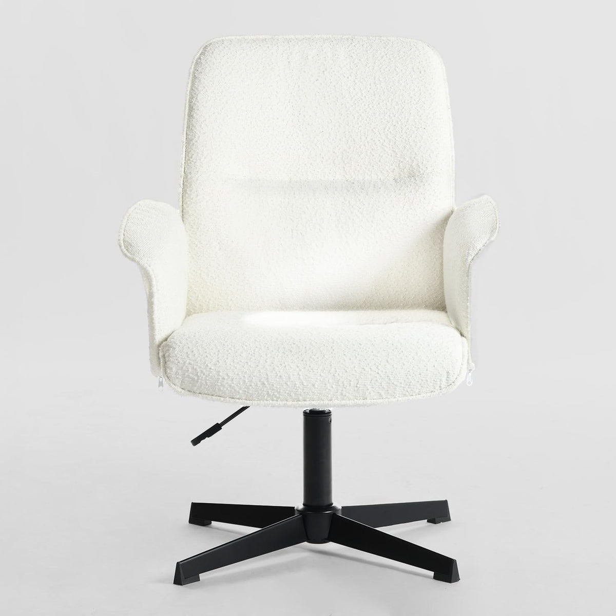 MEUBLE COSY Office Chair Ergonomic Boucle Cross-legged Accent Armchair Swivel Height Adjustable No Wheels High Back for Home Computer Desk Makeup
