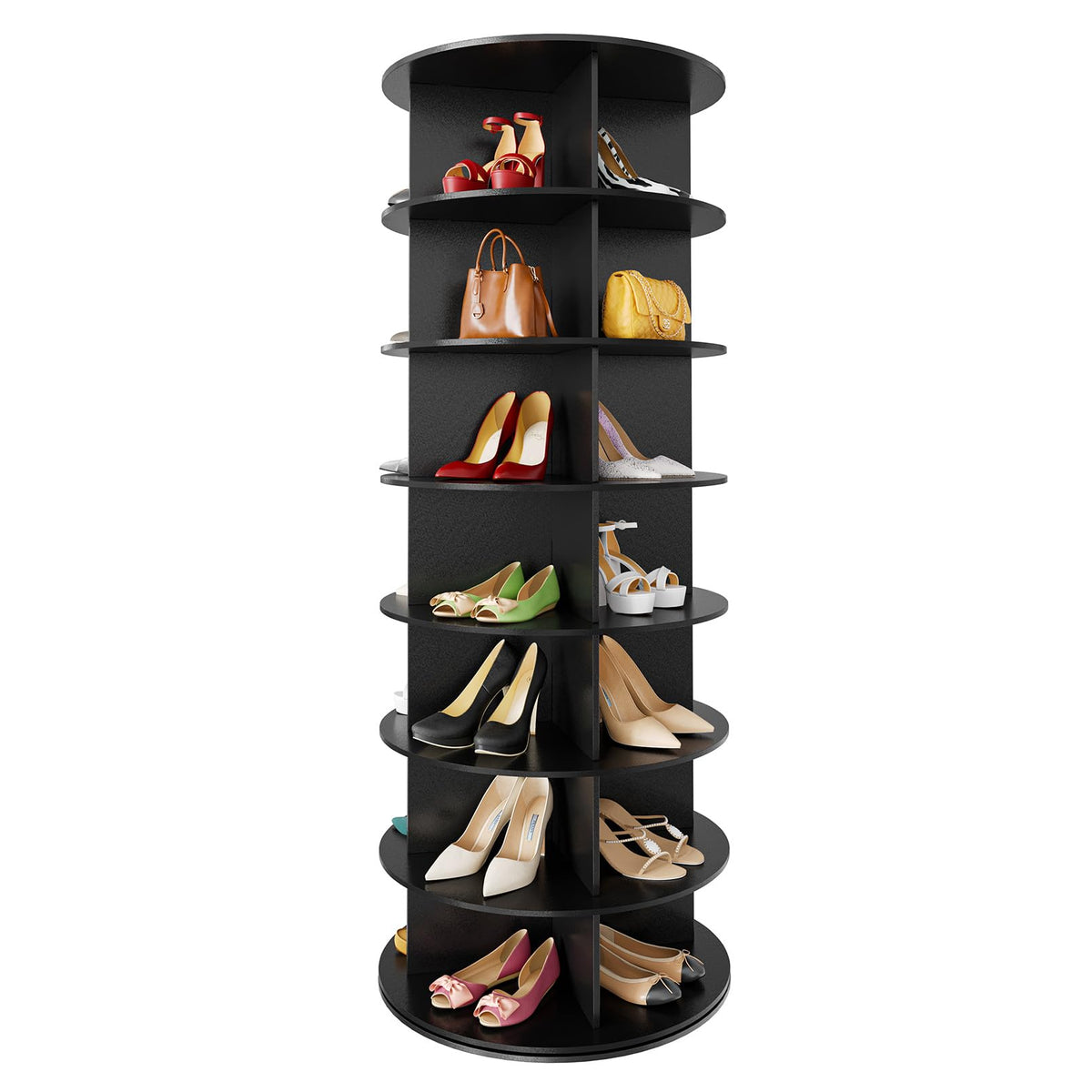 SpaceAid 7 Tier Rotating Shoe Rack Tower, Spinning Shoe Display Lazy Susan, Revolving 360 Shoe Rack Storage Round Carousel