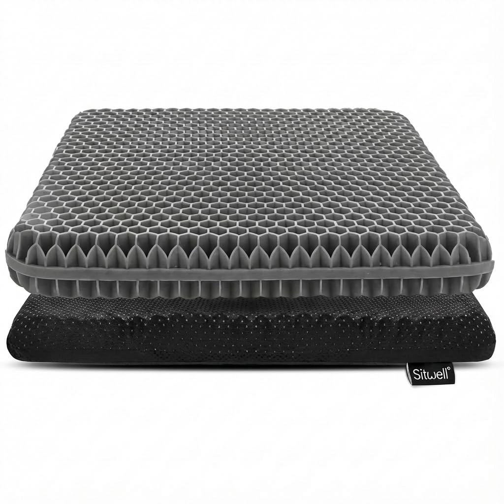 Sitwell Honeycomb Gel Seat Cushion, Cooling Pressure Relief Pad for Coccyx, Tailbone & Sciatica, Office Chair