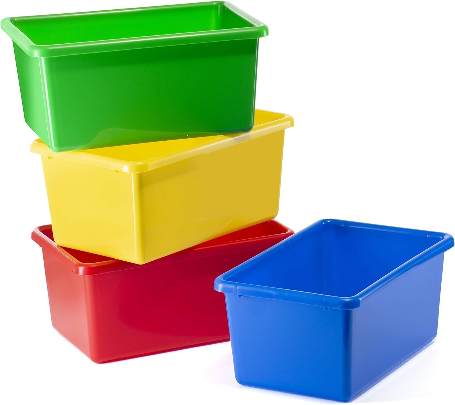 Prextex TOY PLASTIC STORAGE BINS | Stackable Storage Boxes, Plastic Storage, Book Storage, Craft Storage for Shelves