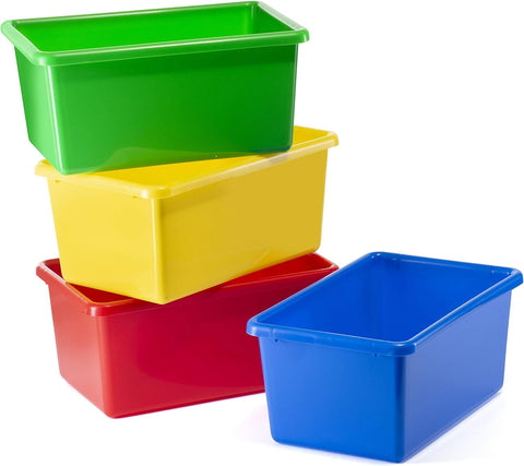 Prextex TOY PLASTIC STORAGE BINS | Stackable Storage Boxes, Plastic Storage, Book Storage, Craft Storage for Shelves