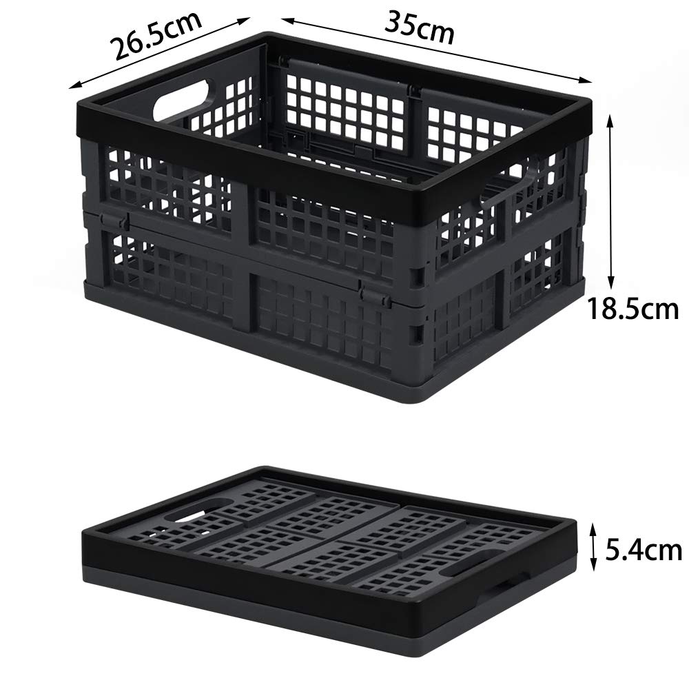 Leendines 3 Packs 15 Liter Folding Storage Crate, Collapsible Plastic Basket