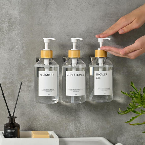 Janxin Pack of 3 Soap Dispensers, Wall Mounted, 500 ml, Wall Without Drilling, Soap Dispenser White, Detergent Dispenser for Kitchen and Bathroom