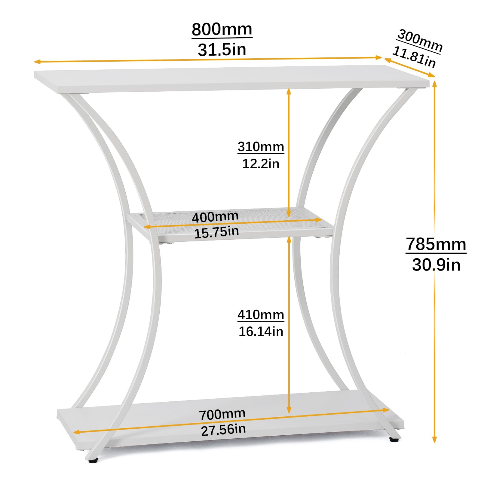 HDANI 3-Tier Metal Console Table with Grid Shelf, Narrow Hallway Table with Sturdy Frame, Entrance Table & Sofa Table for Hallway, Living Room