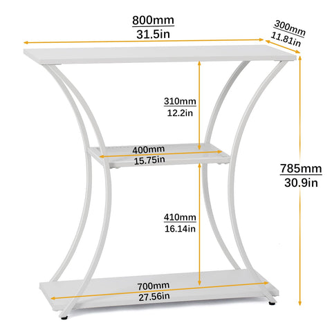 HDANI 3-Tier Metal Console Table with Grid Shelf, Narrow Hallway Table with Sturdy Frame, Entrance Table & Sofa Table for Hallway, Living Room