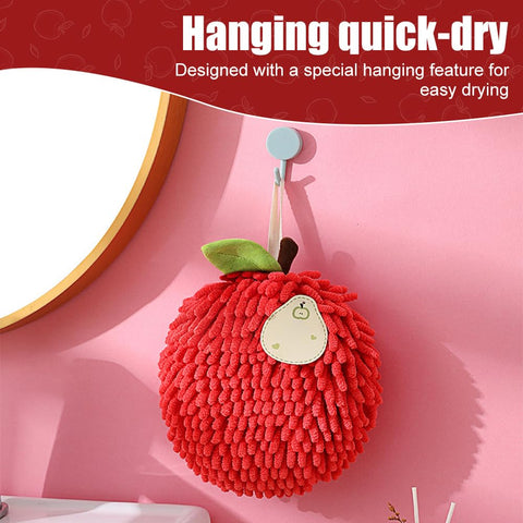 DONGKER Fuzzy Ball Hand Towel,2 PCS Chenille Fluffy Microfiber Ball Towel with Hanging Loop Quick Dry for Bathroom Washstand Kitchen