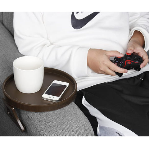 Sofa Arm Table Clip-On Tray for Drinks, Remote & Phone Holder