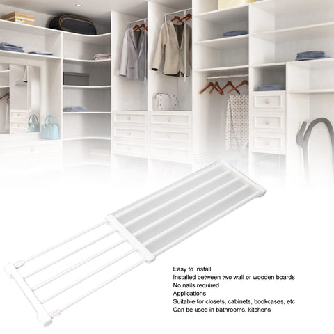 Riuulity Adjustable Tension Shelf Shoe Rack with Book Coat Storage for Wardrobe Cupboard, Organize Belts, Scarves, Flower Pots