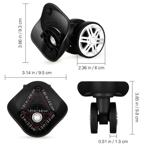 BESPORTBLE 4 Pcs Suitcase Replacement Wheels Heavy Duty Luggage Casters Universal Swivel Caster Set with Quiet Operation and Easy Installation for