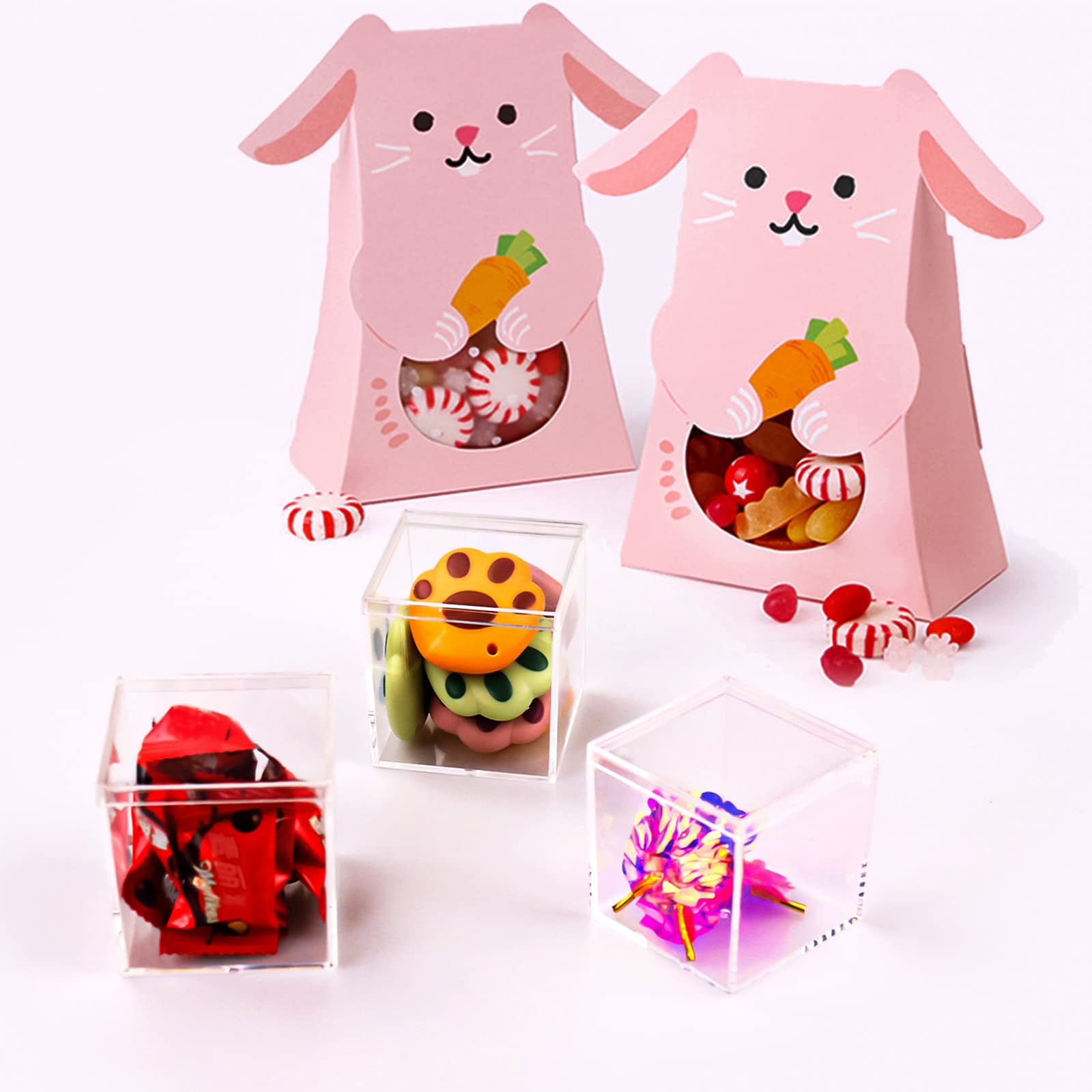 Lomgwumy Acrylic Box with Lid Small, Pack of 4, Durable, with Lid, Acrylic Square Container is Suitable for Storing Candy, Small Accessories
