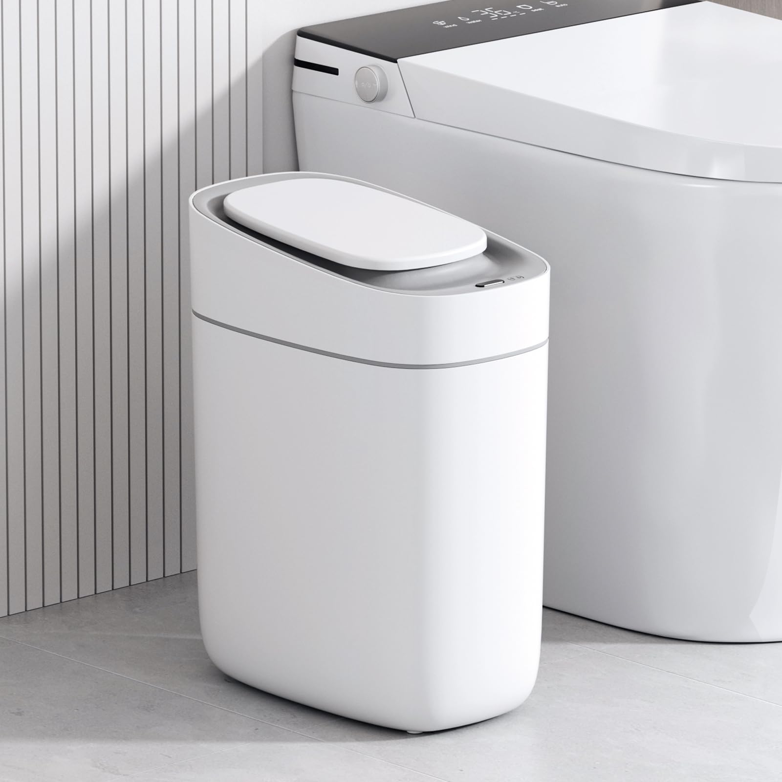 ELPHECO Automatic Bathroom Trash Can with Lid 2.5 Gallon Slim Sensor Garbage Can, 9L Narrow Plastic Trash Bin